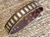 Gorgeous Wide Leather Dog Collar With Plates-Designer COLLAR