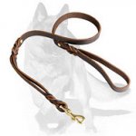German Shepherd Leather Dog Leash With Extra Handle