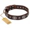 'Extra Pizzazz' FDT Artisan Adorned Brown Leather German Shepherd Collar