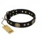'High Fashion' FDT Artisan Studded with Plates Black Leather German Shepherd Collar