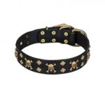 'Jolly Rojer' FDT Artisan German Shepherd Leather Canine Collar with Studs and Skulls