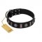 "Silver Spikes" Exclusive FDT Artisan Black Leather German Shepherd Collar