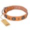 'Twinkle Twinkle' FDT Artisan Incredible Studded Tan Leather German Shepherd Collar with Silver-Like Circles