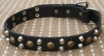 Handsome Leather Collar with Studs and Pyramids for German Shepherd