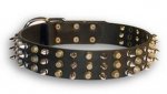Fashionable Leather Collar with Nickel Spikes and Brass Studs for German Shepherd