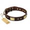 FDT Artisan 'Rich Fashion' Decorated Leather German Shepherd Collar with Plates and Studs - 1 1/2 inch (40 mm) wide
