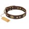 'One-of-a-Kind' FDT Artisan GSD Decorated Brown Leather Dog Collar