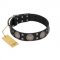 "Sun in Shining" Modern FDT Artisan Black Leather German Shepherd Collar with Studs and Stars