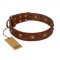 'Unfailing Charm' FDT Artisan German Shepherd Studded Tan Leather Dog Collar