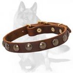 Handcrafted German Shepherd Leather Collar with Luxurious Decorations