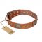 'Catchy Look' FDT Artisan Decorated Tan Leather German Shepherd Collar