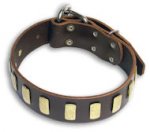 GENUINE LEATHER DOG COLLAR 1 1/2'' wide for German Shepherd