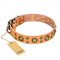 'Sophisticated Glamor' FDT Artisan Natural Leather Collar with Fancy Old-bronze Plated Decorations for German Shepherd