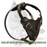 'New Venice' Agitation/Protection Leather Dog Harness for German Shepherd