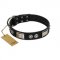 "Grand Wear" FDT Artisan Black Leather German Shepherd Collar with Shining Plates and Spiked Studs