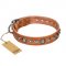 'Daily Chic' FDT Artisan Tan Leather German Shepherd Collar with Decorations
