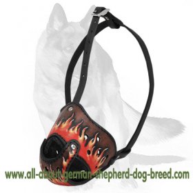 'Cool Off' - Deluxe Art Leather Dog Muzzle for GSD