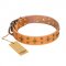 "Top-Flight" FDT Artisan Elegant Tan Leather German Shepherd Collar
