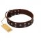 "Brown Shadow" Designer Handmade FDT Artisan Brown Leather German Shepherd Collar