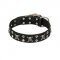 FDT Artisan 'Rock 'n' Roll Style' Leather German Shepherd Collar with Skulls, Bones and Studs 1 1/2 inch (40 mm) wide