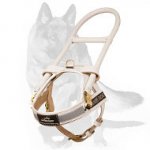 German Shepherd White Leather Guide Dog Harness for Easy Walking