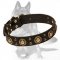 German Shepherd Brass Decorated Leather Dog Collar