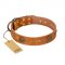 "Sun Beams" FDT Artisan Tan Leather German Shepherd Collar with Decorations