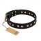 'Black Elegance' FDT Artisan German Shepherd Leather Dog Collar with Round Studs