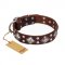 "King of Grace" FDT Artisan Brown Leather German Shepherd Collar for Daily Walking