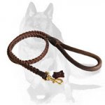 German Shepherd Braided Leather Leash for Walking and Tracking