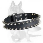German Shepherd Leather Spiked Dog Collar