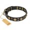 'Baroque Chic' FDT Artisan Studded Black Leather Dog Collar for German Shepherd Dog Walking