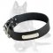 Leather dog collar for German Shepherd with ID plate