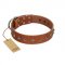"Broadway" Handmade FDT Artisan Tan Leather German Shepherd Collar with Dotted Pyramids