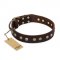 'Bronze Sheen' FDT Artisan German Shepherd Brown Leather Dog Collar with Old Bronze-Like Plated Studs - 1 1/2 inch (40 mm) wide
