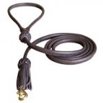 Rolled Leather Dog Leash 4 foot Round lead for German Shepherd
