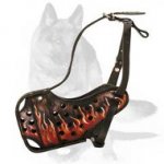 'Blaze Cruise' German Shepherd Muzzle - Burning Flames Dog Muzzle for Agitation/Attack Training