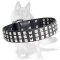 Silver Pyramid Leather Dog Collar for German Shepherd