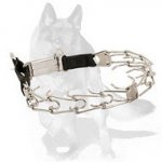 German Shepherd Stainless Steel Pinch Prong Collar with Click Lock Buckle and Nylon Loop 1/8 inch (3.2 mm)