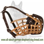 'Pimp my Walk' Attack Training Leather Basket Muzzle for German Shepherd