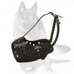 Working German Shepherd Leather Dog Muzzle with Nose Padding
