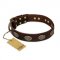 'Chocolate kiss' FDT Artisan Leather German Shepherd Collar with Old Bronze Look Oval Plates