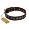 "Stars of Glory" FDT Artisan Brown Leather German Shepherd Collar for Comfortable Walking