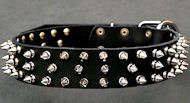 Black Spiked Leather Dog Collar for German Shepherd