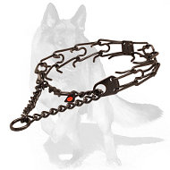 German Shepherd Black Steel Pinch Prong Dog Collar 1/8 inch (3.2 mm)