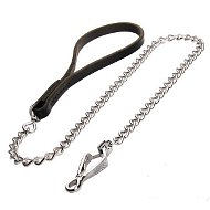 German Shepherd exclusive chain dog leash with leather handle
