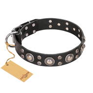 FDT Artisan 'Vintage Necklace' Studded Leather German Shepherd Dog Collar - 1 1/2 inch (40mm) wide