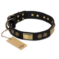 "Ancient Egypt" FDT Artisan Black Leather German Shepherd Collar with Antiqued Decorations - 1 1/2 inch (40 mm) wide "Ancient Egypt" FDT Artisan Black Leather German Shepherd Collar with Antiqued Decorations - 1 1/2 inch (40 mm) wide