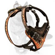 ‘Burn’ Handcrafted Leather Dog Harness for German Shepherd