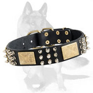 Spiked, Studded Dog Collar 1 1/2 inch (40 mm) wide for German Shepherd